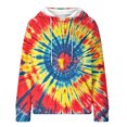 thumbnail image 4 of thefmos Women's Hooded Drawstring Tie Dye Sweatshirt with Kangaroo Pocket Casual Long Sleeve Pullover Fashion Fall Winter Outfit, Red 2XL, 4 of 7
