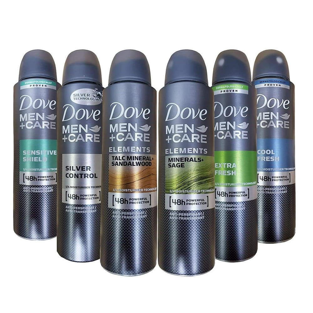 Dove Men+Care Dry Spray Antiperspirant Deodorant 150 ML Pack of 6 Mixed