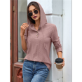 thumbnail image 4 of Sudadera con Capucha para Mujer, de y Otoño, con Cuello en V, Larga y Botones con Cordón. Rosa M, 4 of 10