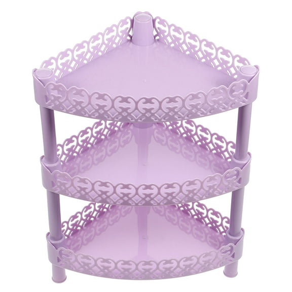 Masteelf Purple 3 Layer PP Plastic Storage Shelves Desk Stand Rack for Bathroom Home Use Triangle Shape