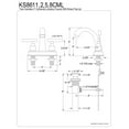 thumbnail image 2 of Kingston Brass KS8618CML 4 in. Centerset Bathroom Faucet, Brushed Nickel, 2 of 2