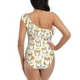 thumbnail image 5 of Haiem Cartoon Corgi Women's One Piece Swimsuits Tummy Control One Shoulder Bathing Suits Ruffle Swimwear-Large, 5 of 8