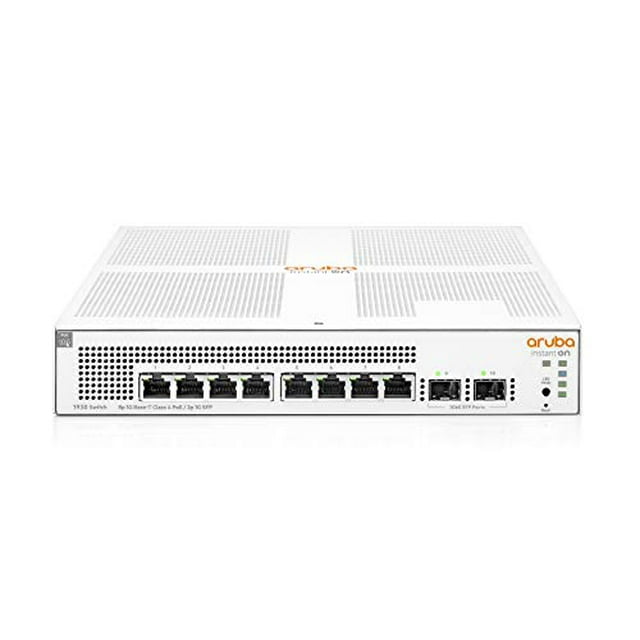 HPE Networking Instant On Switch Series 1930 8-Port Gb Smart-Managed Layer 2+ Ethernet Switch avec PoE / 8X 1G / 2X SFP / 8X CL4 PoE 124W / Cordon US (JL681A#ABA)