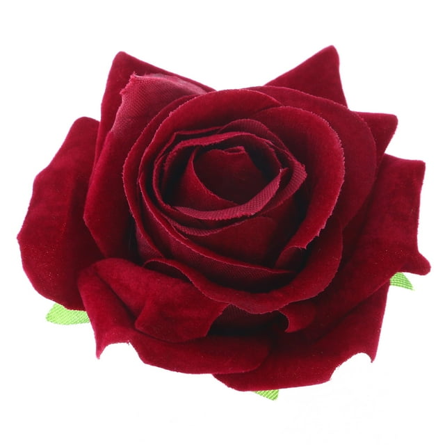 EeaseMX Horquilla 2 en 1 con flor de rosa artificial grande, broche de flores para mujer para fiesta (rojo vino)