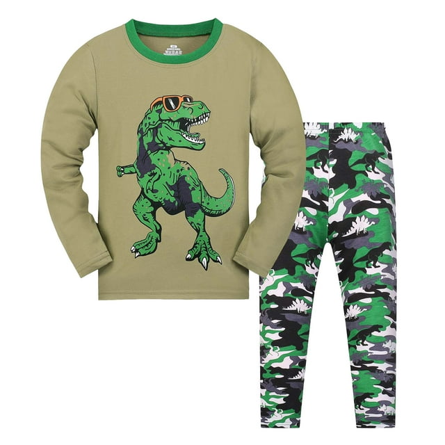 Gubotare Pyjamas pour Enfants Essentiels pour Bébé Garçon Ensemble de Pyjama - Imprimés Simples pour Usage Quotidien (Vert, 7-8 Ans)