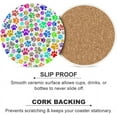thumbnail image 5 of Round Drink Coasters, 4 Pcs Colorful Dog Paw Print Pattern Absorbent Ceramic Coaster with Cork Base for Coffee Cups Housewarming Gift for Home Decor, 5 of 5