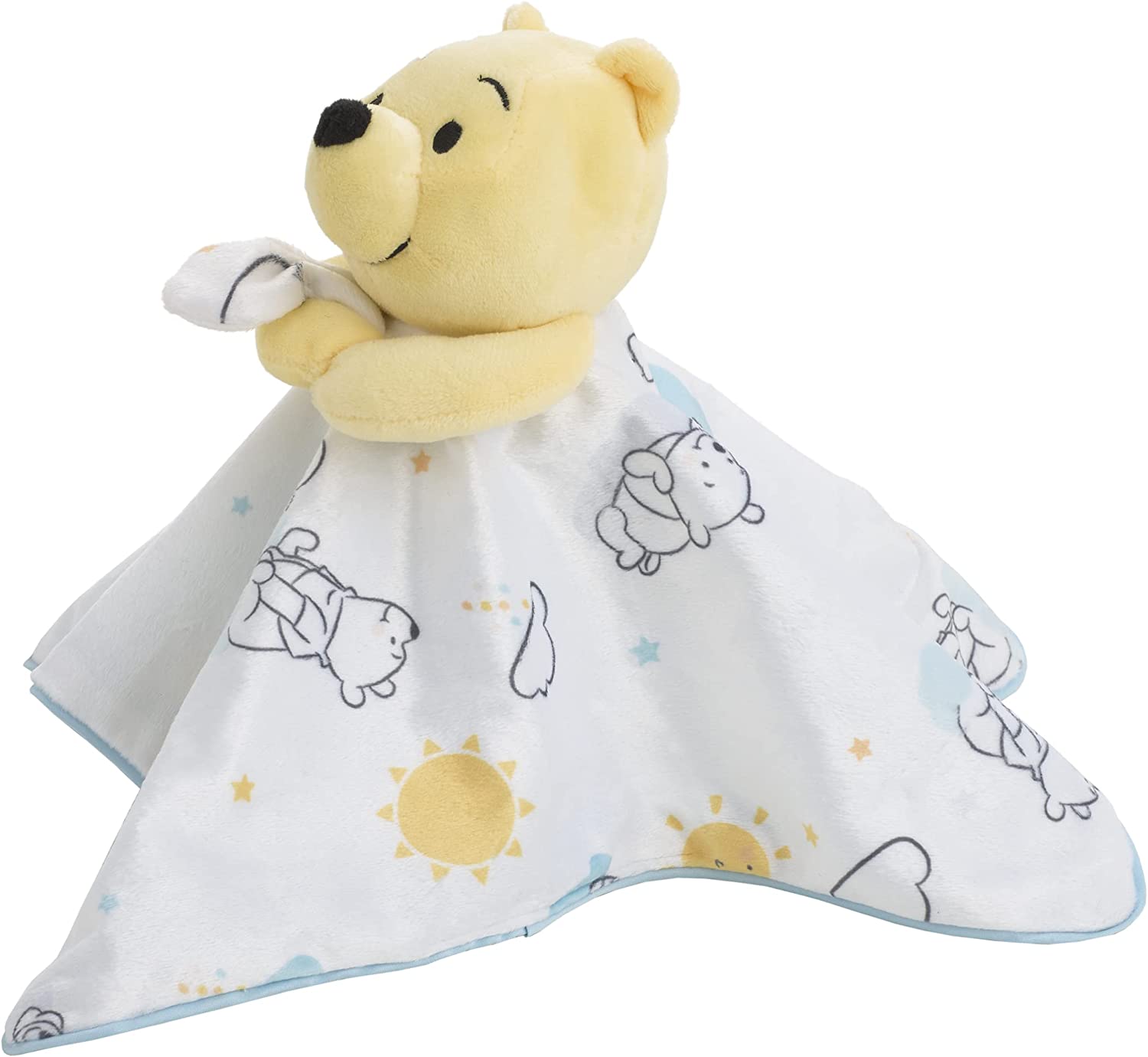 Disney Winnie The Pooh White, Yellow, and Aqua Cloud and Sun Lovey Security Blanket - image 2 of 5