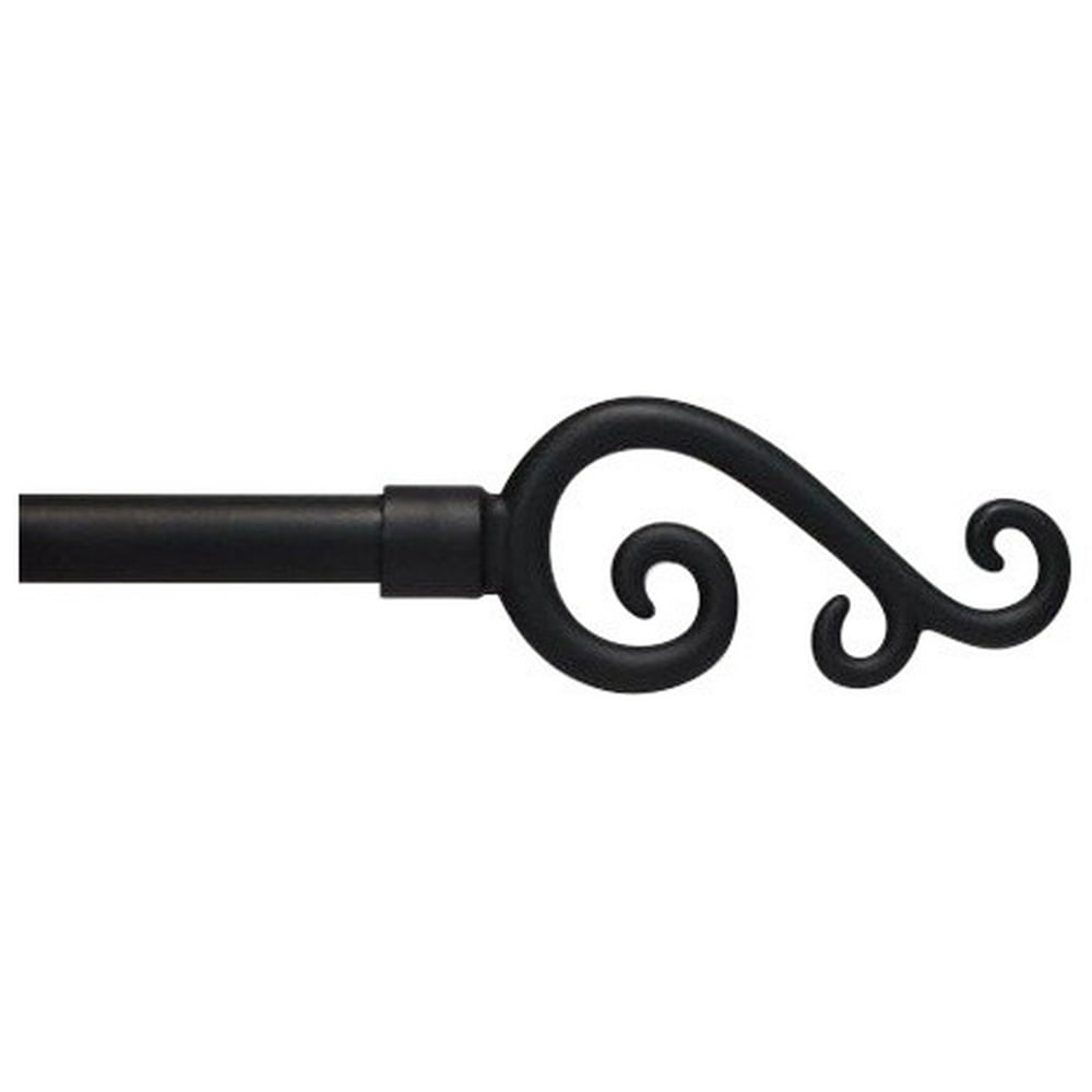 Urbanest Adjustable Scroll Curtain Rod, 5/8", Black, 84"120" Walmart