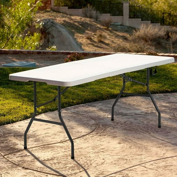 FDW 6 Foot Folding Camping Table for Picnic Table Party Table, White