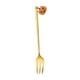 thumbnail image 1 of Cubiertos individuales, vajilla de acero inoxidable, utensilios de cocina, decoración, vajilla de Halloween, vajilla para fiestas de té, restaurantes, Cabeza de gato con tenedor dorado, 1 of 6