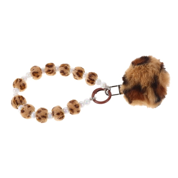 SASABAXI Pom Pom Keychain 1Pack Leopard Print Ball Plush Metal as Bag Charm for present Giving