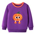 thumbnail image 2 of HILEELANG Toddler Boys Girls（12M-7T) PurplePumpkin Sweatshirt – Halloween & Thanksgiving Pullover Tops for Boys Girls, Cute Autumn Outfit, Sizes 4T, 2 of 5
