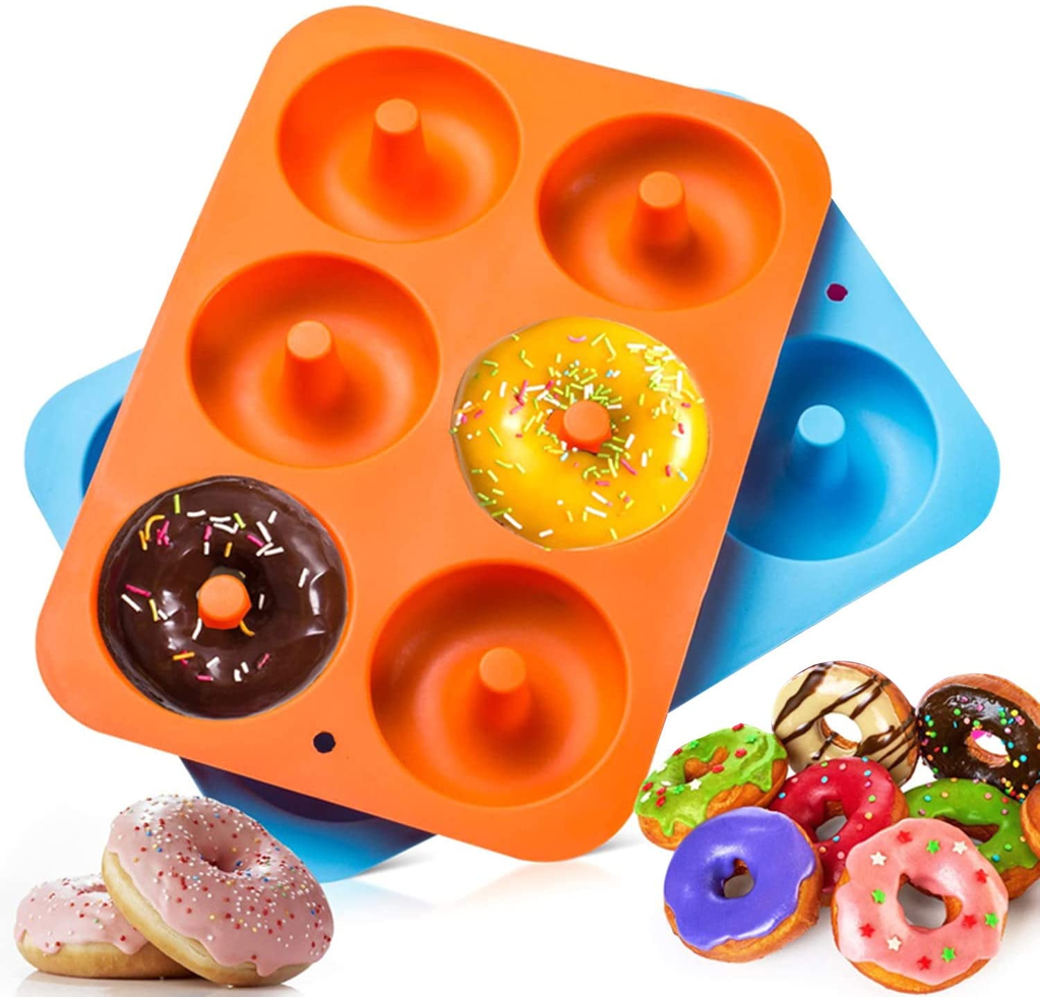 4 Pcs Pumpkin Shaped Cake Bagel Biscuit Baking Pan Dusdombr Donut Baking Molds Easy to Bake Easy to Clean 