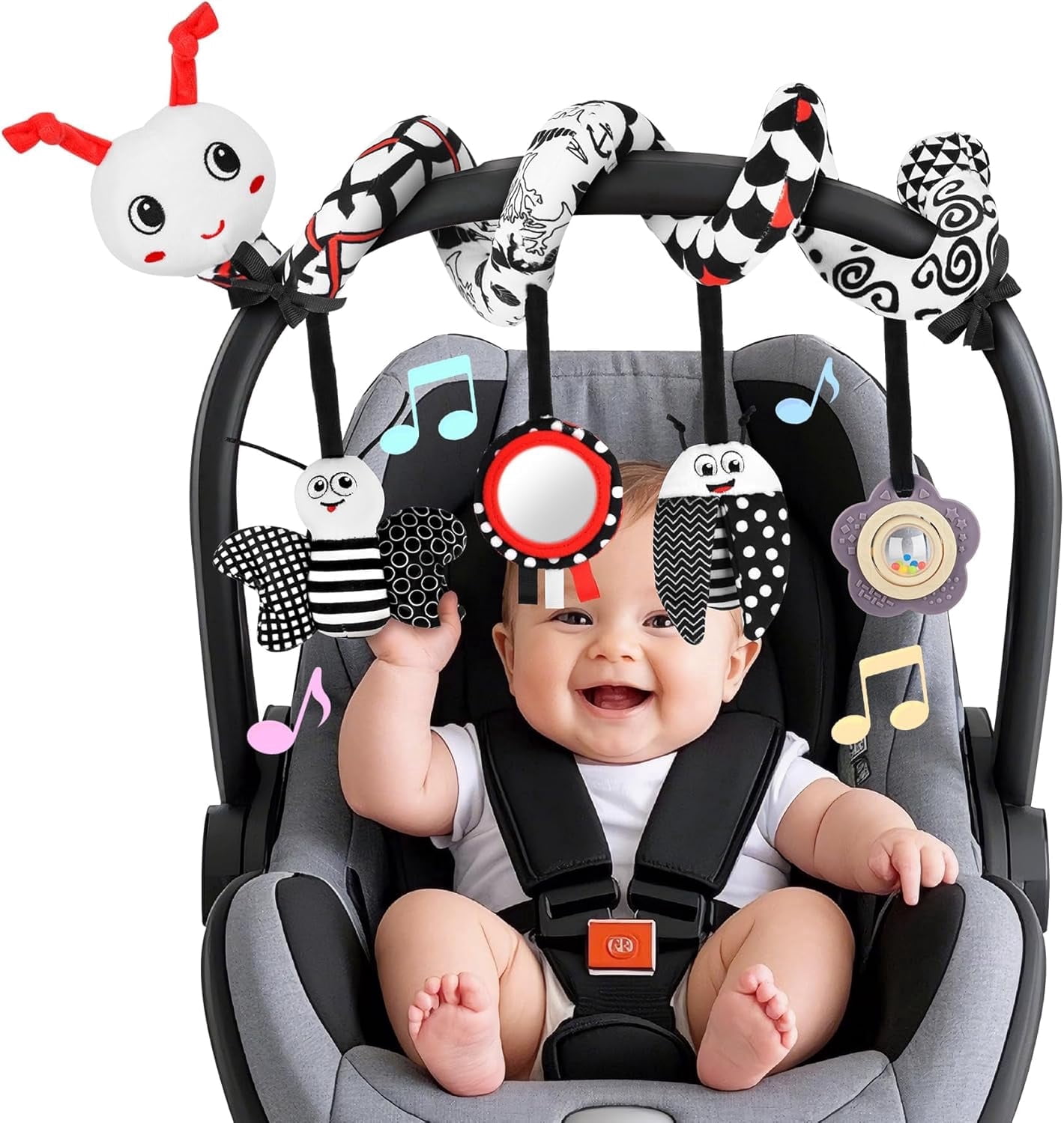 Bright Starts Safari Driver Take Along Baby Toy, Monkey, Unisex