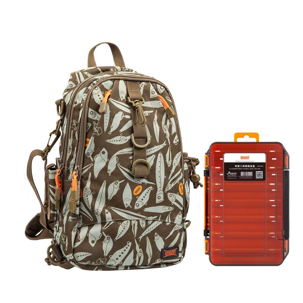 Kingdom Fishing Tackle Backpack Storage Bag, WaterResistant Fishing