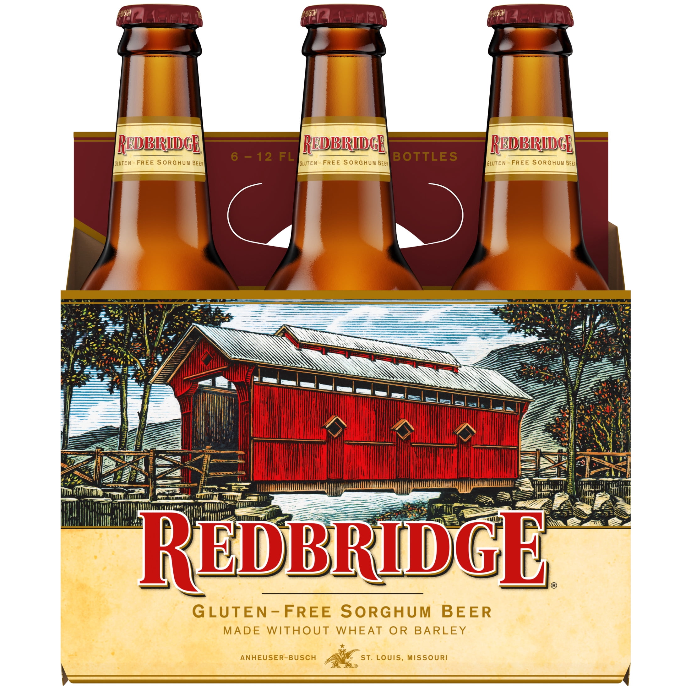 Redbridge Amber Gluten Free American Lager Beer 6 pack 12 fl oz Glass Bottles 4.0% ABV
