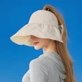 thumbnail image 5 of HONHUZH Summer Hats Womens Wide Brim Sun Hat Foldable Ponytail Hole Summer Beach Travel Cap, 5 of 7