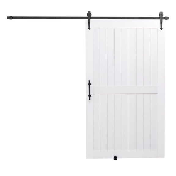 Sliding Barn Door with Hardware Kit 48 x 84 Inch, MDF Panel with Waterproof PVC Coating, Scratch-Resistant White Barn Door, Easy Installation for Bathroom, Kitchen, Bedroom, Laundry Room