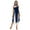 Navy_Blue, variant on Doomiva Womens Color Block Halter Split Sheer Mesh Irregular Hem Dance Performance Leotard Dress Black XL