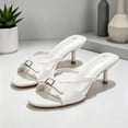 thumbnail image 4 of LuckLilac Women's 2 inch Sandals Slip-On Slide, Open Toe, Thin Low Heel Casual Party Wedding Holiday Wear，White, 9.5M, 4 of 8