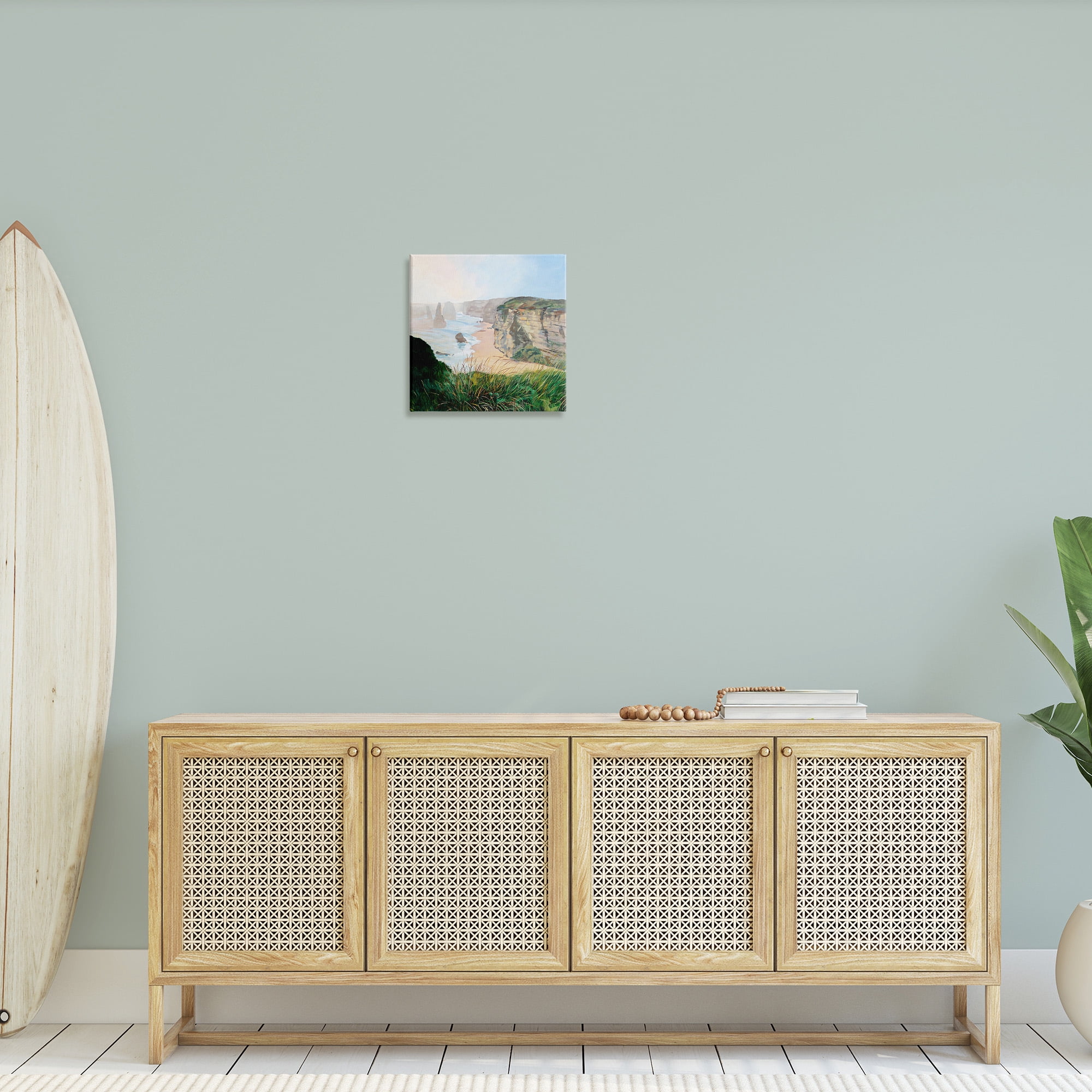 Stupell Industries Nautical Beach Cove Landscape Painting Gallery Wrapped Canvas Art Print Wall Art, 17 x 17