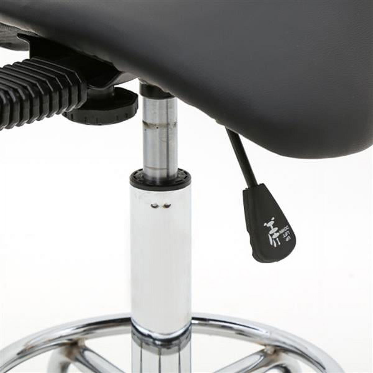 Alvantor Saddle Rolling Stool with Backrest, Adjustable Height and 360° Swivel, Black