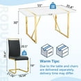 thumbnail image 3 of JUFU 5 Piece Dining Table Set for 4, 55" White Rectangular MDF Table with Gold Metal Legs and 4 Black PU Upholstered Chairs, Elegant Dining Set for Small Spaces, 3 of 7