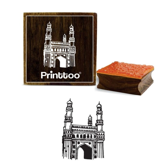 Printtoo Craft Textile Charminar Pattern Wooden Rubber Stamp Scrap-booking Stamps-5 x 5 Inches