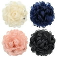 thumbnail image 2 of 4 Pack Big Large Satin Rose Floral Flower Plastic Hair Claws Clips Bow Barrettes Clamps Bun Chignon Updo Holders Hair Accessories for Women Girls, 2 of 4