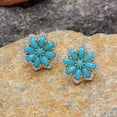 thumbnail image 5 of Rag Jewels 925 Sterling Silver 2.30 Ct Marquise Cut Turquoise & Diamond Flower Push Back Stud Earring's 14K Yellow Gold Plated For Women's, 5 of 5