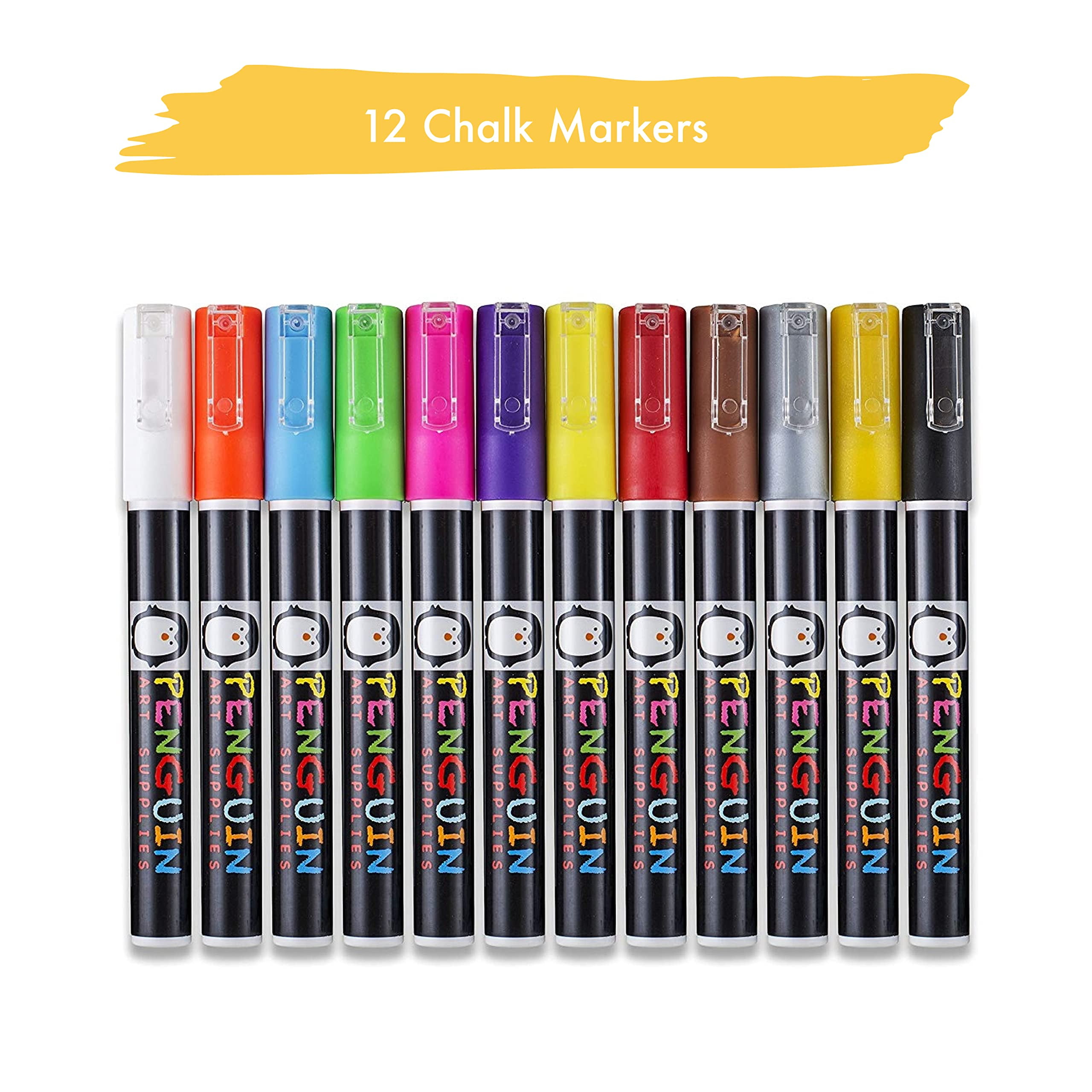 PENGUIN ART SUPPLIES CHG410 Chalk Markers 8 Colors With Bonus 24 Chalk  Stickers - Premium Erasable Liquid Chalk Marker Pen with Reversible Tip -  Perfect
