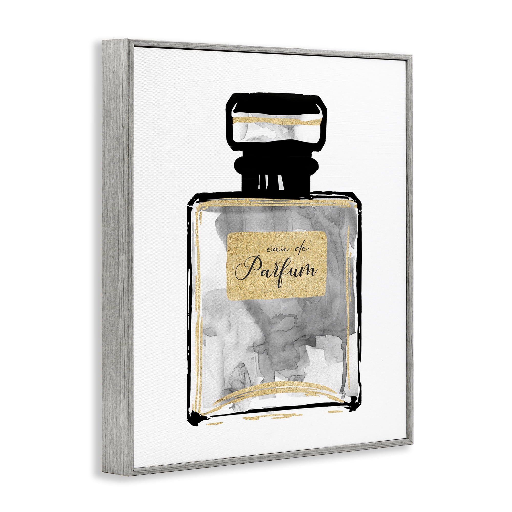 Stupell Industries Black French Perfume Beauty & Fashion Painting Gray Framed Art Print Wall Art, 24 x 30