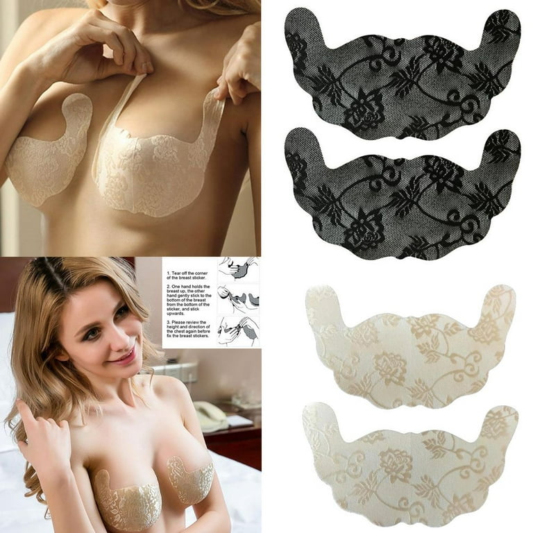 Women Lift Push Up U Shape Tape Disposable Chest Sticker Lace Invisible Bra  Breast Pad Nipple Cover NUDE B 