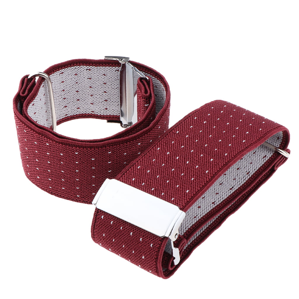Burgundy 2, Non-slip Stretch Shirt Polka Dot Support Sleeves Garters Armbands