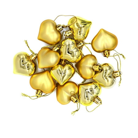 

WANYNG Hangs 12Pcs Christmas Tree Room Decoration Love Shaped Ball Decoration Props Christmas Love pendant Gold