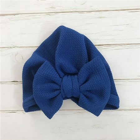 

Pkeoh Toddler Hat Bucket Hat 0-6 Month Baby Cute Unisex Hat Solid Elastic Big Bow Design Hat Sun Hats for Men Blue