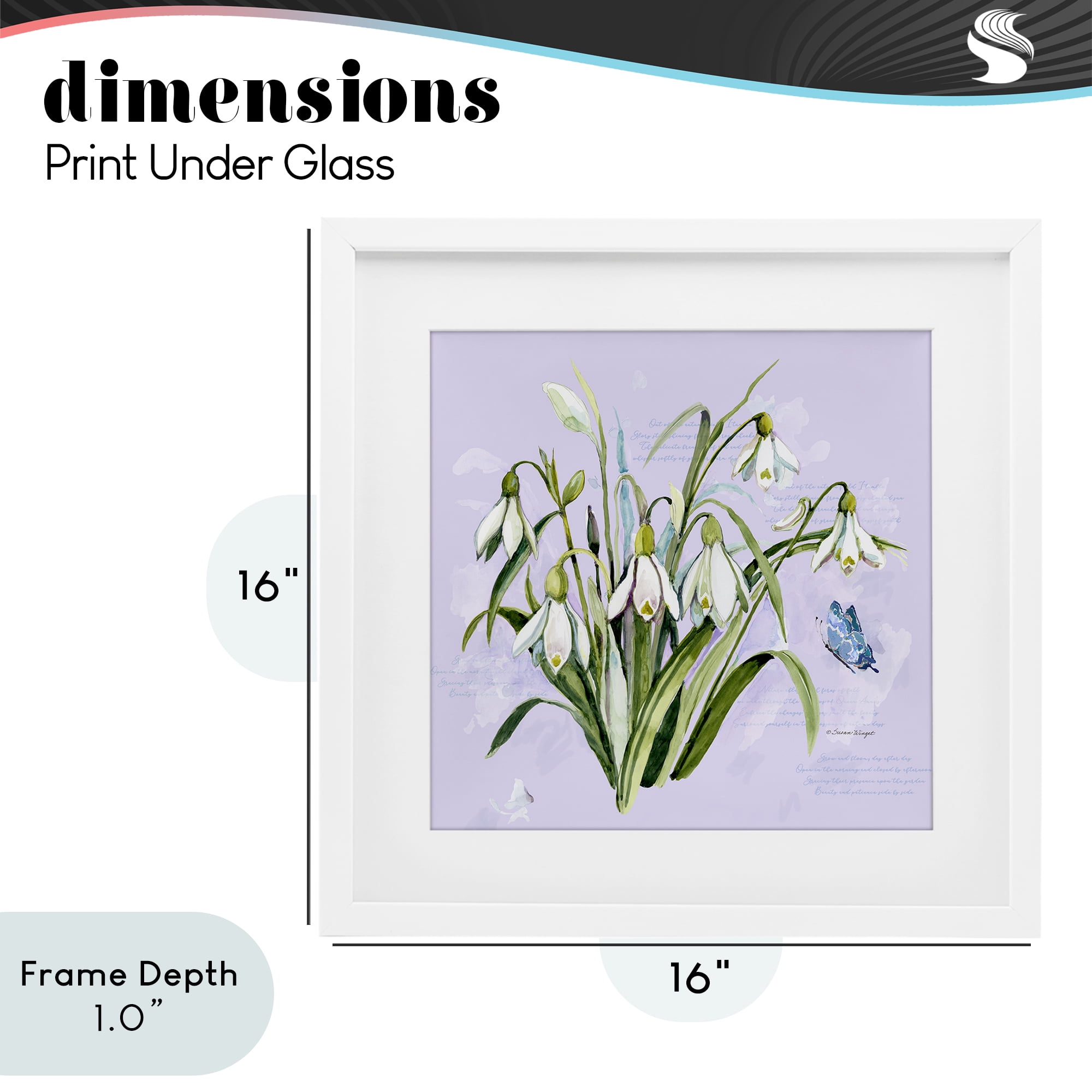 Stupell Industries Snowdrops with Vintage Writings White Framed Print Under Glass, design by Susan Winget