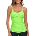 thumbnail image 4 of RELLECIGA Women's Ruched Bandeau Tankini Top Swimsuits, 4 of 6