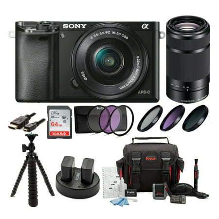 Sony Alpha a6000 Mirrorless Digital Camera with 16-50mm and 55-210mm Lens (Best Bang For Buck Mirrorless Camera)