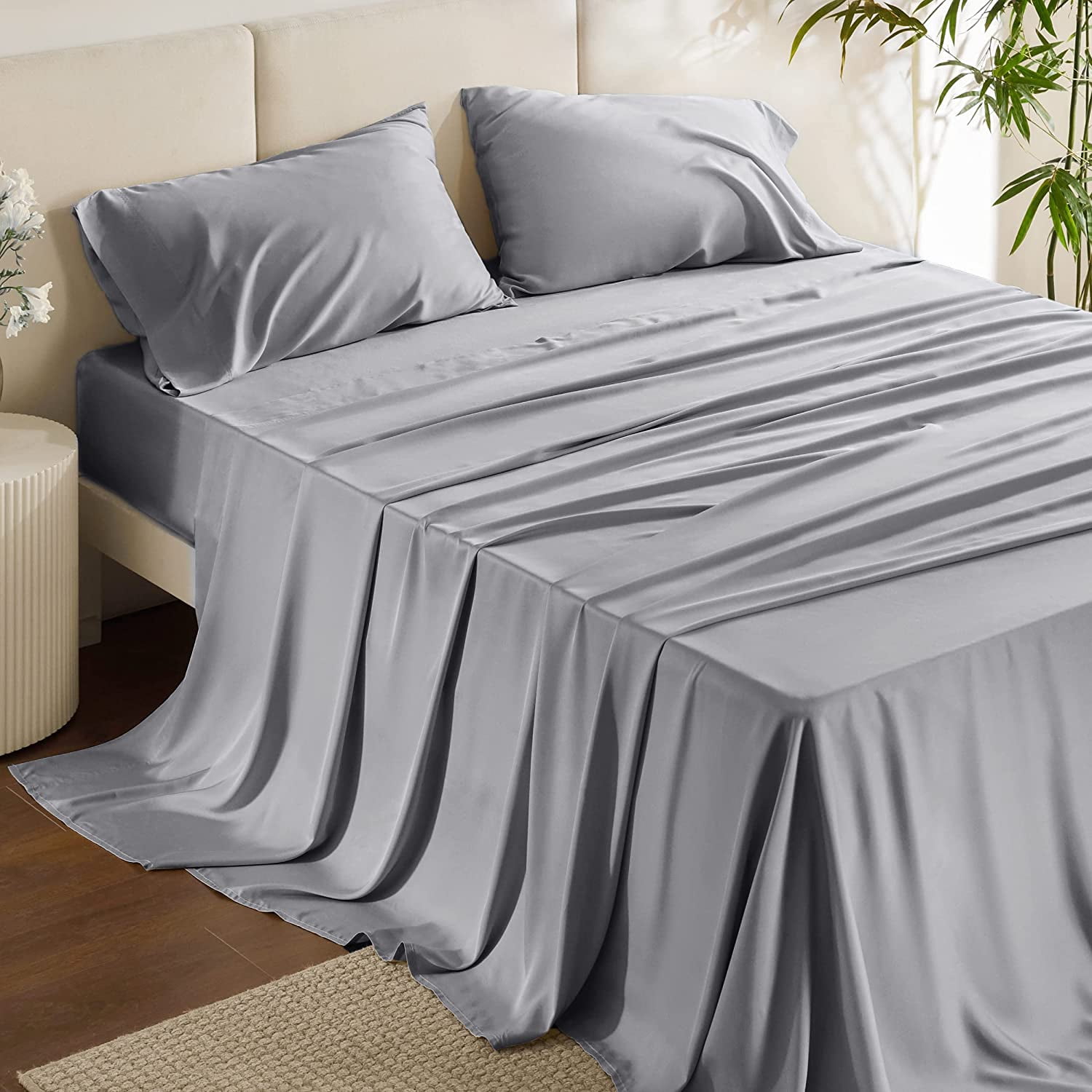 Bedsure Full Cooling Sheets Set, Rayon Made from Bamboo, Silky