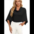 thumbnail image 1 of Poncho para Mujer, Corte Entallado, Chal Versátil, Tejido Suave, Cuello Vuelto, Top Corto Negro un Tamaño, 1 of 10