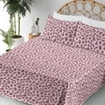 thumbnail image 3 of Ambesonne Jaguar Skin Pattern Fitted & Flat Sheet with Shams 4 Pcs Set, Wild Animal Art, Queen, Dried Rose Pale Pink, 3 of 5