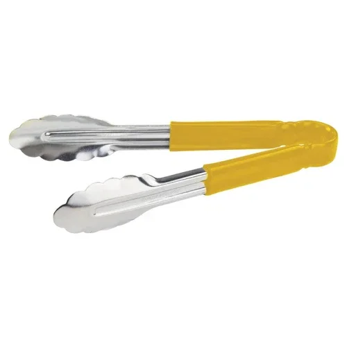 Utility Tong Scalloped Edges Stainless Steel Polypropylene Handle Yellow 9"