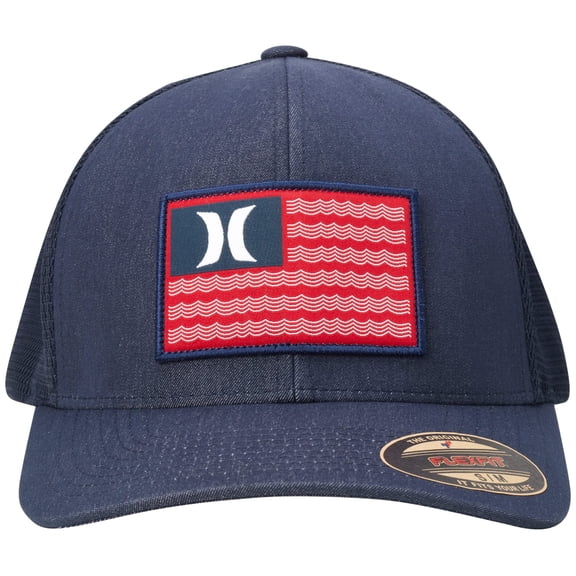 Hurley Men's Hat - Icon Flag Mesh Stretch Fitted Trucker Cap, Size Large-X-Large, Navy
