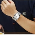 thumbnail image 6 of Men Watch Classic Analog Quartz Date Stainless Steel Milanese Mesh Band Ultra-Thin Rectangle Dial Luminous, 6 of 6