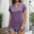 thumbnail image 2 of Arnsht Womens Short Sleeve Shirts V Neck Summer Sweaters 2026 Spring Business Tunic Tops Dressy Casual Work Blouses Purple M, 2 of 6