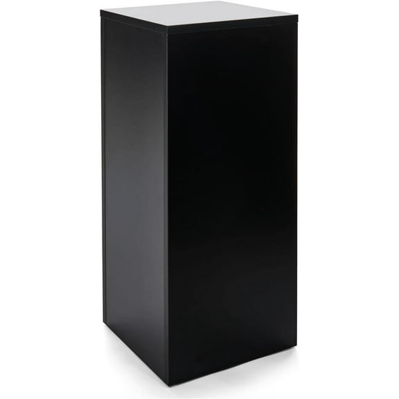 Displays2go Black Retail Display Pedestal with Collapsible Design – Black (WDCUBEBLK1)