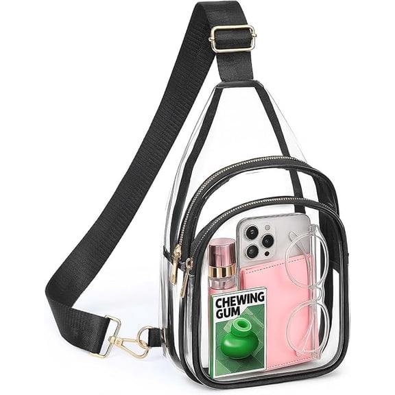 Clear Sling Bag for Stadium Events, Clear Purse for Women, Stadium Approved Crossbody Handbag for Concerts Sports Fan