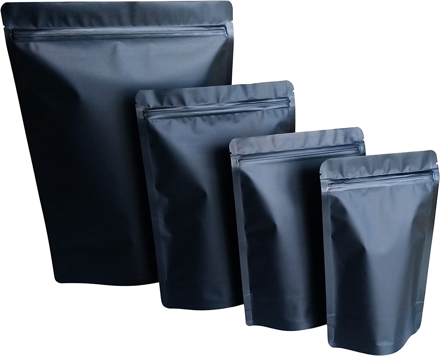 50 Pack Mylar Bags Food Storage Bags Extra Large (XL) 9.5x13.5 inch Matte Black Gallon Zipper Stand Up Resealable Airtight Pouches Smell Proof Bags