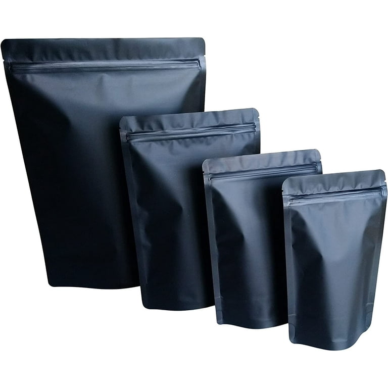 50 Pack Mylar Bags Food Storage Bags Extra Large (XL) 9.5x13.5 inch Matte Black Gallon Zipper Stand Up Resealable Airtight Pouches Smell Proof Bags